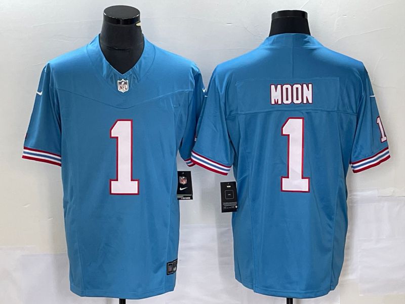 Men Tennessee Titans #1 Moon Light Blue Nike Throwback Vapor Limited NFL Jersey